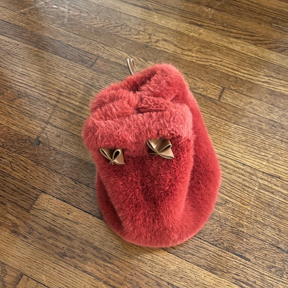 Plush Red Purse with Bow Details